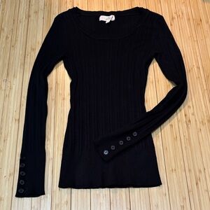 Black size M longline sweater. Button accents on sleeves.